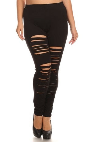 SALE!!  BT-99 {Work In Progress} Black Laser Cut Leggings PLUS SIZE 1X 2X 3X