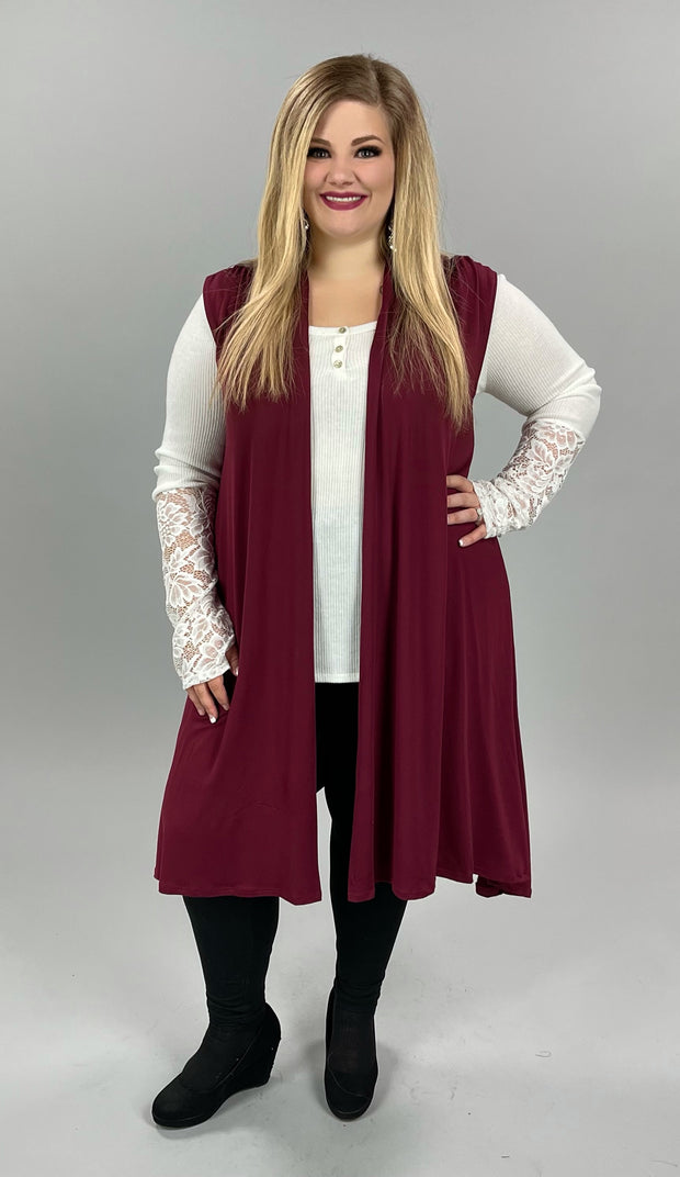 36 OT-I {Flow Freely} Burgundy Vest PLUS SIZE 1X/2X 2X/3X