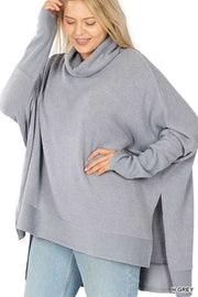 SALE!!  59 SLS-I {Reflections} Heather Gray Oversized Turtleneck Top PLUS SIZE 1X 2X 3X