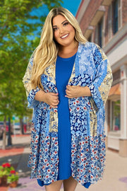 SALE!! LD-V {Delicate Delivery} Umgee Royal Blue Print Duster PLUS SIZE XL 1X 2X