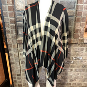 SALE! 30 OT-C {Not My Type} Black Red Plaid Cardigan PLUS SIZE XL 2X 3X