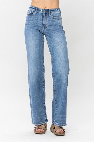 SALE!! LEG-64  {Judy Blue} Med Blue Mid-Rise Wide Leg Jeans PLUS SIZE 18  20