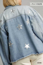 SALE!! 11 OT-A {Mega Star} "UMGEE" Light Blue  Denim Jacket PLUS SIZE XL 1X 2X