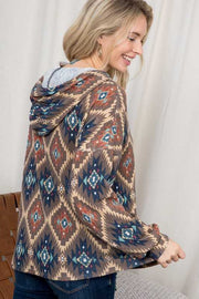 25 HD {Warm And Chic} Mocha Tribal Print Hoodie PLUS SIZE 1X 2X 3X