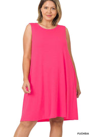 25 SV-Q {Simply Charming} Fuchsia Sleeveless Dress PLUS SIZE 1X 2X 3X