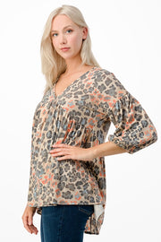 69 PQ-J {Beautifully You} Taupe Animal Print Top PLUS SIZE 1X 2X 3X