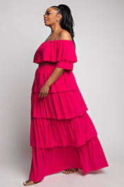 99 SET [Pure Elegance} FUCHSIA 2 Piece Ruffle Skirt Set PLUS SIZE 1X 2X 3X