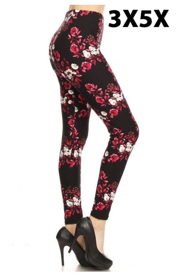 SALE!! BT  {Fresh As A Flower} Black Floral Print Leggings EXTENDED PLUS SIZE 3X/5X