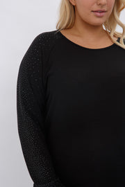 27 SD {Feeling Cherished} VOCAL Black Top w/Studded Sleeves PLUS SIZE XL 2X 3X