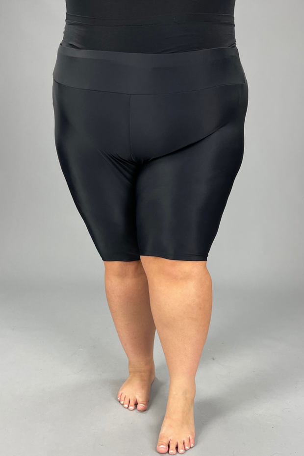 SWIM-A {Calypsa Shorts}  Black Long Bike Swim Shorts EXTENDED PLUS SIZE 1X 2X 3X 4X