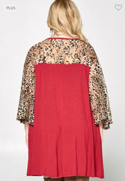 59 CP-Y {Dare To Indulge} Red Leopard Lace Tunic PLUS SIZE 1X 2X 3X