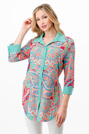 SALE!! 96 OT-A {The Way We Roll} Multi-Color Paisley Slit Side Top PLUS SIZE 1X 2X 3X