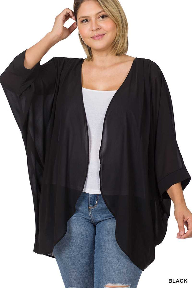 SALE!! 14 OT-X {Simply Polished} Black Sheer Kimono PLUS SIZE 1X 2X 3X