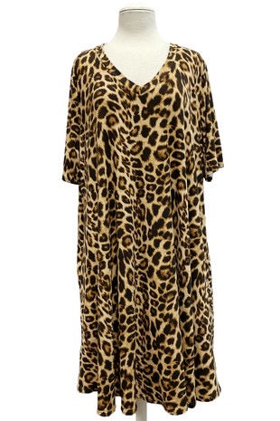 SALE!! 44 PSS-A {Love On The Run} Leopard Print V-Neck Dress PLUS SIZE 3X 4X 5X