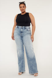 LEG-62   {KanCan} Med Blue Ultra High Rise 90's Flare Jeans EXTENDED PLUS SIZE 16 18 20 22