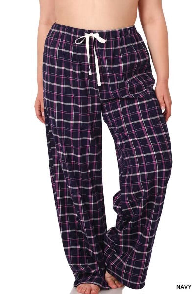 LEG-97  {Instant Friends} Navy Plaid Drawstring Pants PLUS SIZE 1X 2X 3X