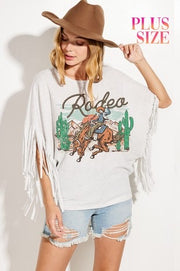 SALE!! 81 GT-X {Rodeo Ride} Lt. Grey Dolman Fringe Top PLUS SIZE 1X 2X 3X