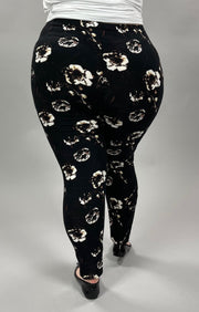 LEG-35 {The Thing Is} Black Floral Leggings  EXTENDED PLUS SIZE 3X/5X