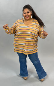 SALE!! 14 HD-R  {Campfire Queen} Mustard Multi Striped Hoodie PLUS SIZE 1X 2X 3X