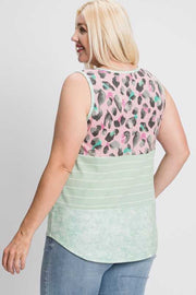 21 SV-A {Boss You Around} Mint Leopard Print Top PLUS SIZE 1X 2X 3X