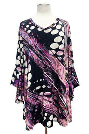 SALE!! 26 PQ {Only The Dot Knows} Black/Purple Dot Print Top EXTENDED PLUS SIZE 4X 5X 6X