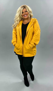 OT-I {Comfy Chic}  Ash Mustard Hoodie Jacket Full Zipper PLUS SIZE 1X 2X 3X