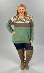 SALE! 29 CP-F  {Camo Duty} Green Brown Camo Top PLUS  SIZE XL 2X 3X