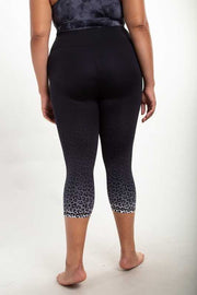 BT-99 {Keep Moving} Black Leopard Yoga Capri Pants PLUS SIZE XL 1X 2X 3X