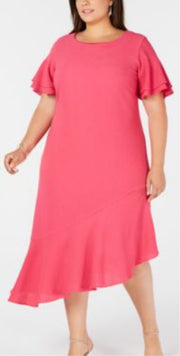 SALE!! LD-D  M-109 {Alfani} Pink Ruffled Dress Retail $109.50  PLUS SIZE 16W 18W 28W