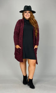 SALE!! 26 OT-E {Cozy Morning} Dark Burgundy Animal Print Cardigan PLUS SIZE 1X 2X 3X