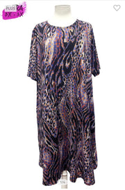 SALE!! 80 PSS-B {Gonna Be Good} Rust/Blue Animal Print Dress EXTENDED PLUS SIZES 3X 4X 5X