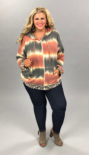 SALE! 26 OT-D {Quit Playing} Rust Leopard Contrast Jacket PLUS SIZE XL 2X 3X