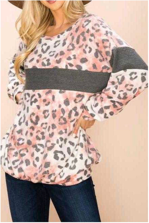 SALE!!  37 CP-I {Secret Path} Blush Grey Leopard Top PLUS SIZE XL 2X 3X