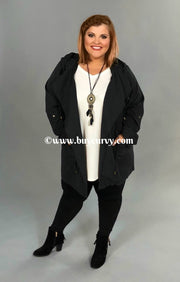 SALE!! OT-P {Back In Black} Long Coat with Hood & Drawstring Waist