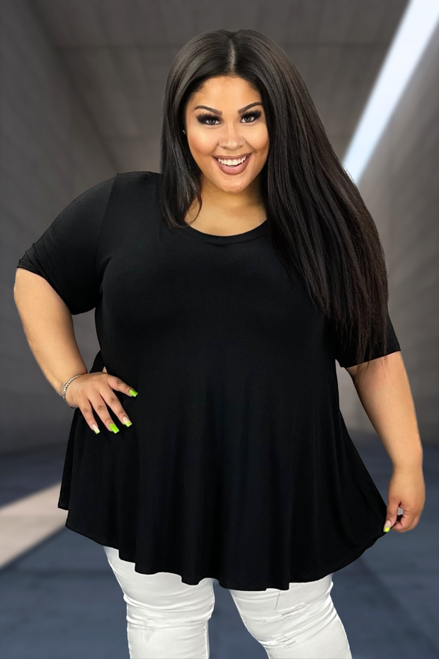 SALE!! 32 SSS-W {Keep It Comfy} Black V-Neck Top EXTENDED PLUS SIZE 3X 4X 5X