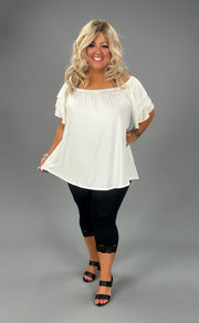 SALE!! 76 OS-C {Here For You} Ivory Off Shoulder Ruffle Sleeve Top PLUS SIZE 1X 2X 3X