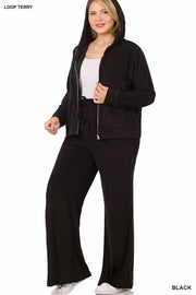 93 SET-G {Travel In Style} Black Jogging Set PLUS SIZE 1X 2X 3X