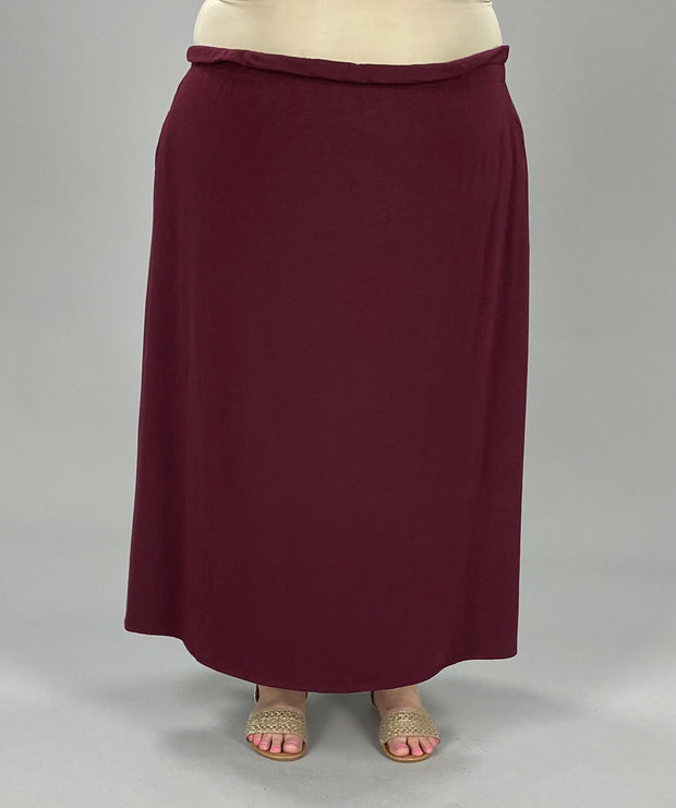 SALE!! BT-P {Maxi Comfort} DARK BURGUNDY Maxi Skirt PLUS SIZE 1X 2X 3X