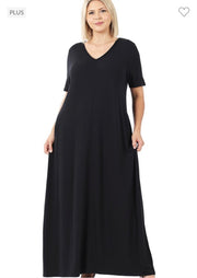 LD-O  {Evolving Love} BLACK V-Neck Maxi Dress PLUS SIZE 1X 2X 3X