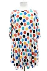 SALE!! 34 PSS-D {Snazzy Dots} Ivory/Multi-Color Polka Dot Top EXTENDED PLUS SIZE 4X 5X 6X