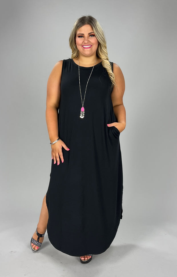 SALE!! LD-Y {Adoration} BLACK Sleeveless Maxi Dress PLUS SIZE 1X 2X 3X