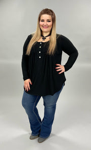 40 SLS-C {Your Forever} Black Button Long Sleeve Top PLUS SIZE XL 2X 3X