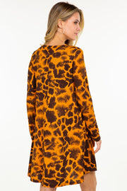 SALE! 95 PLS-E {Wild Talking} Burnt Orange Print Long Sleeve Dress PLUS SIZE 1X 2X 3X