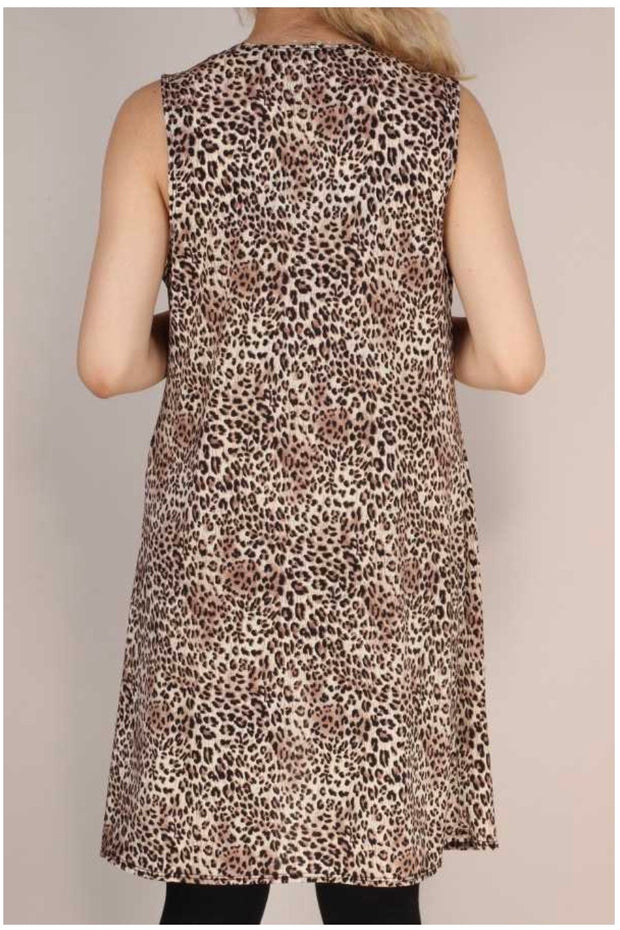 SALE!! OT-Y{Winding Down} Leopard Vest Black Stud Fringe Pockets