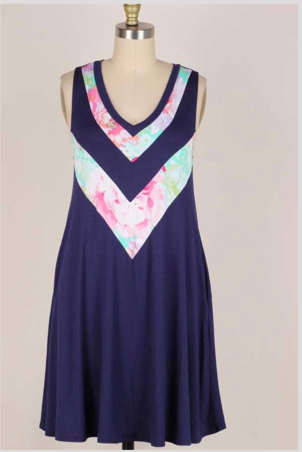 SALE!! 67 SV-B {Cinch Me} Navy Blue with Floral Detail PLUS Size 1X 2X 3X