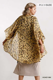 SALE !!  57 OT-Q {Look Famous} Umgee Honey Gold Leopard Kimono PLUS SIZE XL 1X 2X