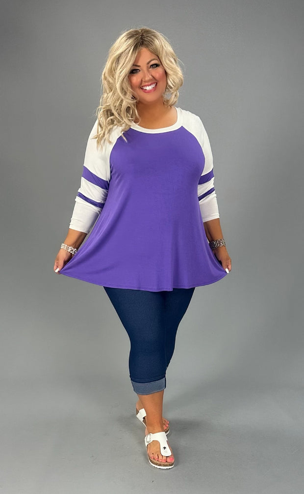 87 CP-C {All The Way Around} Purple Raglan Sleeve Tunic  PLUS SIZE XL 2X 3X 4X 5X 6X