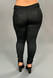 SALE!! BT-U Black Jeggings with Rhinestone Button Detail