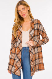 58 OT-P {Lead You Through} Camel Plaid Cardigan PLUS  SIZE 1X 2X 3X Shacket