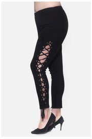 SALE!! BT-N {Seeking Attention}  Black Lace Up Straight Leg Pants PLUS SIZE 1X 2X 3X